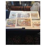 Reprints from lithographs of Currier and Ives Old barn floor and more