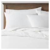 3pc Full/Queen Washed Cotton Sateen Duvet Cover and Sham Set White - Threshold