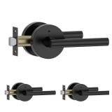 Amerdeco 3 Pack Matte Black Interior Privacy Door Handles, Heavy Duty Interior Bedroom Door Lever, Door Handles Interior for Bathroom AM0015 - Retail: $75.68