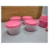 NEW pink Tupperware spaghetti container measuring cups and 4 small containers