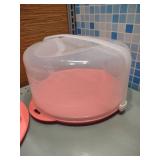 NEW Coral Tupperware cake taker with egg insert