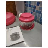 NEW pink Tupperware spaghetti container chop n prep chef and 4 small containers