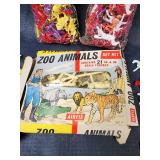 Vintage Cowboy and Indian Miniature Figures and Vintage Airfix Zoo Animals