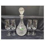 Shannon Crystal Decanter and (4) Champagne Flutes