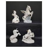 (4) Porcelain Unicorns