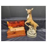 Deer Decanter and Wooden Jewelry Box