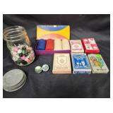 Vintage Marbles, Poker Chips, and Playing Cards