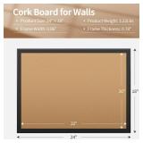 ORIENTOOLS 24" x 18" Framed Cork Board for Walls, Bulletin Board with 10 Push Color Pins, Hanging Pin Board, Decorative Vision Board, Large Corkboard for Office, Home, School, Cubicle