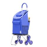 Dbest products Stair Climber Bigger Trolley Dolly, Blue Shopping Grocery Foldable Cart Condo Apartment - Retail: $92.89