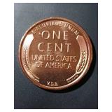 one avdp ounce 1oz fine .999 copper round one cent design