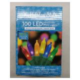 100 LED INDOOR/OUTDOOR MINI LIGHTS MULTI-COLOR BULBS/GREEN WIRE(POWER ON!)