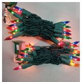 HOLIDAY STYLE 70 INDOOR/OUTDOOR MINI LIGHTS MULTI-COLOR BULBS/GREEN WIRE(POWER ON & TESTED!)