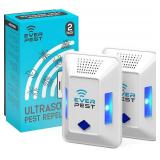 Ultrasonic Pest Control Repeller Plug in - 2 Pack Device Repels Cockroach Cricket Bug Flea Fruit Flies Deterrent, Ultrasound Insect Mice Roach Rat Scorpion Bat Squirrel Rodent Spider Wasp