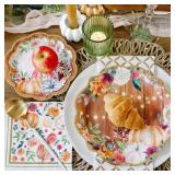 Kate Aspen 62pc Fall/Thanksgiving Tableware Set Party Kit - 16pcs 7 inch & 9 inch Heavy Duty Disposable Party Plates, 30pcs 6.5 inch Durable Paper Napkins