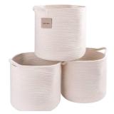 voten Storage Cubes 13x13 for Cube Shelves Organzier,Cotton Rope Storage Bin,Multipurpose Woven Storage Basket for Storage/Organizing,Cube Storage Bin 13x13 for Closet,Toys,3Packs Round Off White