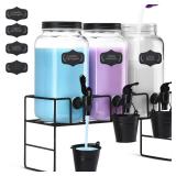 Liquid Laundry Detergent Dispenser, Three 2.2L Laundry Detergent Dispenser Glass Jar for Liquid Detergent, Fabric Softener- Laundry Soap Dispenser for Laundry Room Organization, Black