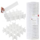 Flytianmy MultiPcs Drawer Dividers, Adjustable Drawer Organizer for Socks, Underwear, Makeup, Can Help Tidy Kitchen, Bedroom, Dresser White