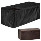 Patio Deck Box Cover Skyour Heavy Duty 420D Oxford Waterproof Bench Outdoor Storage Deck Boxes Covers Garden Furniture Table Ottoman Dust Cover (Black, S: 48x24x22in)