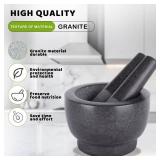 Comie Mortar and Pestle Set,Heavy Duty,Unpolished Granite,6Inch-2Cup Capacity,Grinder for Spices and Seeds,Grinding,Crushing and Mashing Spices,Nuts,for Guacamole,Garlic Sauce,Black..