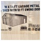 Unused TMG-MS1624Metal Shed Garage with door 16