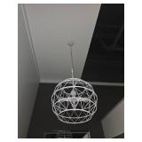 White Hanging Pendant Light W/ Coat Rack