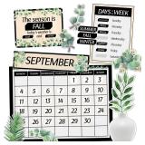 Chinco Classroom Calendar Bulletin Board Set Boho Spanish Calendar Set with Numbers Month Weather Calendar Classroom Bulletin Board Decor for Back to School Supplies Classroom Decorations