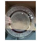 Elsjoy Set of 6 Glass Dinner Plate, 10 Inch Large Serving Plate Round Clear Glass Plate, Vintage Embossed Dinnerware for Pasta, Salad, Home Wedding Decor (ONE BROKEN)