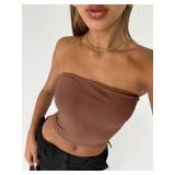 Trendy Queen Womens 3 Pack Tube Tops Crop Tops Going Out Strapless Basic Backless Bandeau Bra Summer Outfits 2024 Black White Coffee S