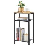 Hoctieon 3 Tier End Table, Telephone Table, Tall Side Table with Storage, Small Nightstand for Small Spaces, Metal Frame, For Living Room, Bedroom, Sofa Couch, Hall, Easy Assembly, Greige