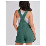 ANRABESS Overalls for Women Summer Casual Loose Fit Adjustable Shorts Denim Overall Rompers Bib Jeans Shortalls Outfits Deep Green Large