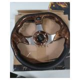 10L0L Golf Cart Steering Wheel for EZGO TXT/RXV/Valor, Club Car DS/Precedent/Onward/Tempo and Yamaha Golf Carts, Wood Grain Brown