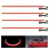 Obcursco Marine Led Strip Lights, 20 Inches 12V COB Led Boat Lights, IP68 Waterproof Boat Interior Lights Deck Lights for Marine, Kayak, Jon Boat, Fishing Boat and Pontoon (4 Packs, Red)