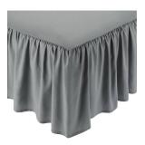 Amazon Basics Lightweight Pleated Bed Skirt, Classic Style, Soft and Stylish, Queen, Dark Grey, Solid