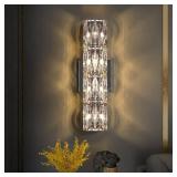 Crystal Wall Sconces,Modern Luxury Light Fixtures,Indoor Chrome Lamp,Elegant Vanity Wall Lighting Mount for Living Room Bedroom Bathroom Hallway Doorway Stairway Bedside - Retail: $97.99