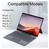 Zoof Type Cover for Microsoft Surface Pro 11 / Pro 10 / Pro 9 / Pro 8 / Pro X, Portable Slim Wireless Keyboard with Touchpad Tablet Keyboard (Gray with Backlight)