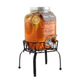 1 Gallon Beverage Dispenser with Stand, 18/8 Stainless Steel Spigot - Airtight & Leakproof Glass Sun Tea Jar with Anti-Rust Lids, Drink Dispensers for Parties - Laundry Detergent Dispenser