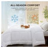 Comforter Duvet Insert - Quilted Comforters Oversized King Size, All Season Duvet, Down Alternative Bedding Comforter with Tabs(White,Oversized King 116"x98")