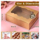 Cholemy 150 Pcs 8 In Cookie Bakery Boxes with 5 Style 8x6x2.5 âInches Window Kraft Paper Pastry Boxes for Strawberries Donuts Muffins Cupcakes Dessert Treat Christma Party Favors Gift Packaging