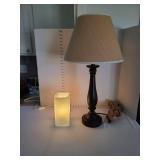 Wood base table lamp 28in and 9in ambiance lamp