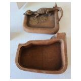 Lizard box sculpture and sand bowl with wax