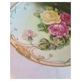 Antique Carl Tielsch Altwasser Bavaria 12in charger with hand painted roses