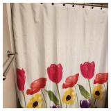 Table runners, tulip shower curtain, liner and hooks