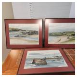 3 watercolor framed prints by Dorothy Bruce signed 16 x 20 each