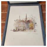 Vintage Pencil And Watercolour Print By Mads Stage signed