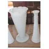 4 Milk Glass Vases