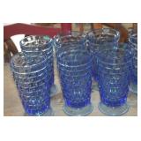 11 Vintage MCM Blue Indiana Glass Glasses