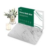 XMarrat Stone Bath Mat (23.6 x 15.4 Marble), Super Absorbent Diatomaceous Earth Bath Mat, Quick Drying Non-Slip Diatomite Stone Bath Mats for Bathroom, Easy to Clean- Light Grey