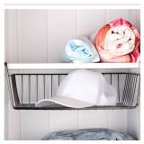 Undershelf Storage Basket Under Shelf Wire Basket Household Metal Under Shelf Hanging Storage Bin Basket Slides Under Shelves for Storage Space Saving for Kitchen Pantry Bookshelf (Medium, 2 PCS)