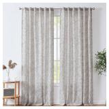 jinchan Floral Curtains Linen Blend Curtains for Living Room Grey French Country Farmhouse Curtains 84 Inches Long Light Filtering Kitchen Window Back Tab Semi Sheer Curtains 2 Panels