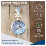 SENCTRL 0-200 Psi Water Pressure Gauge Test with Lazy Hand, Lead-Free, Waterproof, 2.5" Dial Size, 3/4" Female Garden Hose Thread, Stainless Steel Case, for Home Potable Water, House Tube